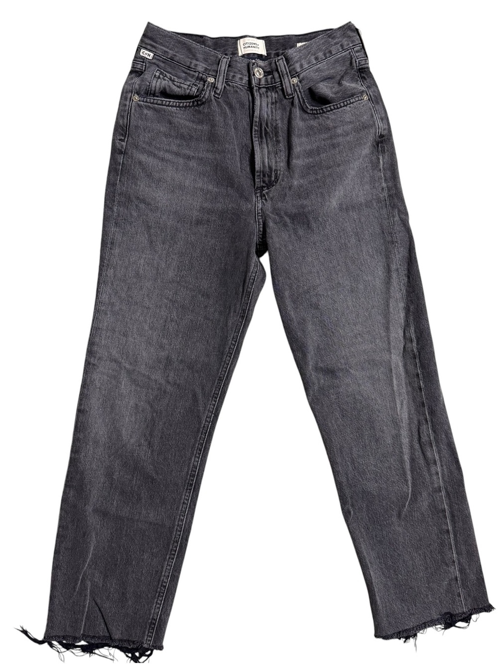 Citizens of Humanity Daphne Crop High Rise Stovepipe Jeans Free Fall Black 24